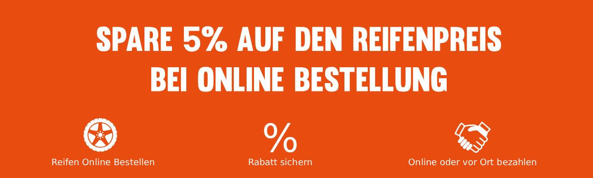 Spare 5% auf den Reifenpreis bei Online-Bestellung